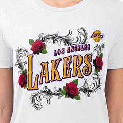 Los Angeles Lakers G-III 4Her by Carl Banks Women's Super-Slim Fit Lightweight Roses Crew Neck T-Shirt Outlet