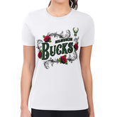 Milwaukee Bucks G-III 4Her by Carl Banks Women's Super-Slim Fit Lightweight Roses Crew Neck T-Shirt For Sale