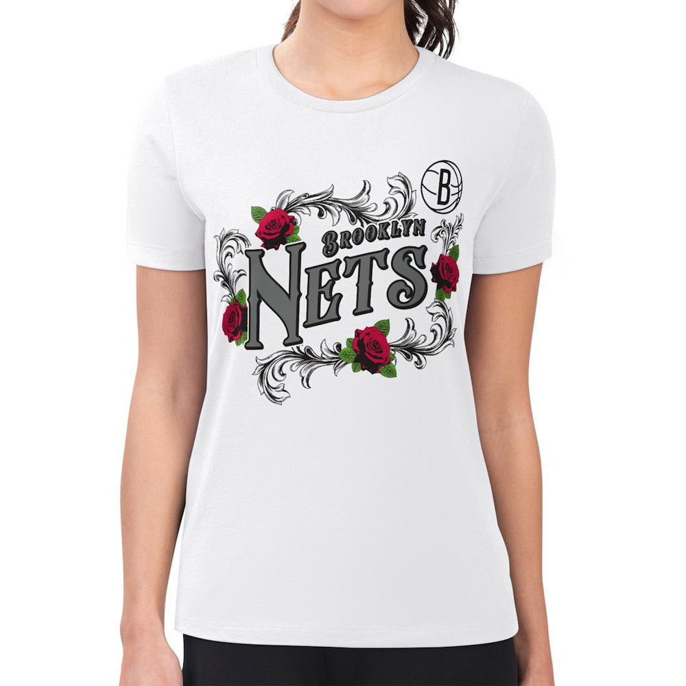 Brooklyn Nets G-III 4Her by Carl Banks Women's Super-Slim Fit Lightweight Roses Crew Neck T-Shirt Discount