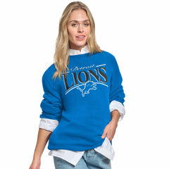 Detroit Lions Starter Women's Arch Stripe Fleece Crewneck Sweatshirt