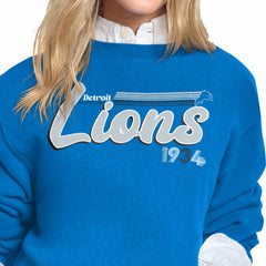 Detroit Lions Starter Women's Groovy Script Fleece Crewneck Sweatshirt