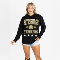 Pittsburgh Steelers Gameday Couture Women's Oversized Everyday Star Long Sleeve T-Shirt