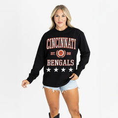 Cincinnati Bengals Gameday Couture Women's Oversized Everyday Star Long Sleeve T-Shirt