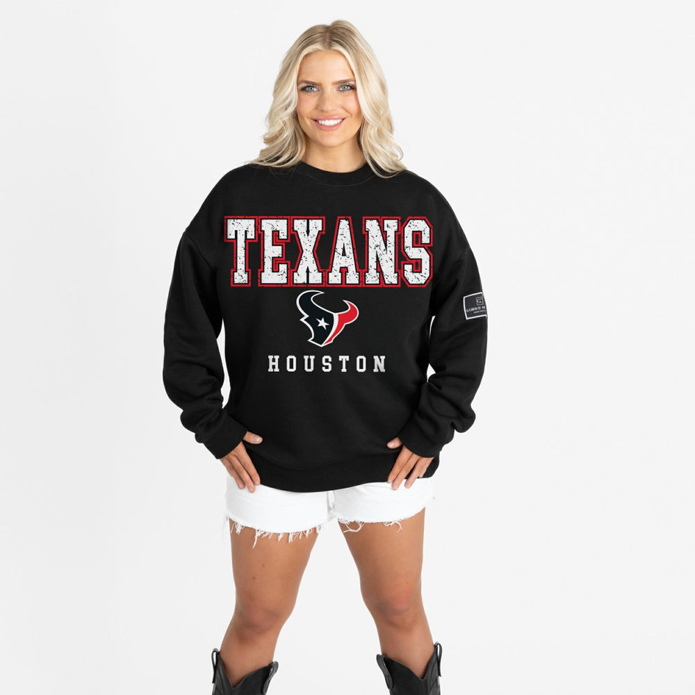 Houston Texans Gameday Couture Women's Oversized Level Up Black Label Premium Fleece Sweatshirt