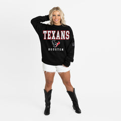 Houston Texans Gameday Couture Women's Oversized Level Up Black Label Premium Fleece Sweatshirt