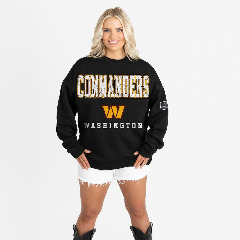 Washington Commanders Gameday Couture Women's Oversized Level Up Black Label Premium Fleece Sweatshirt