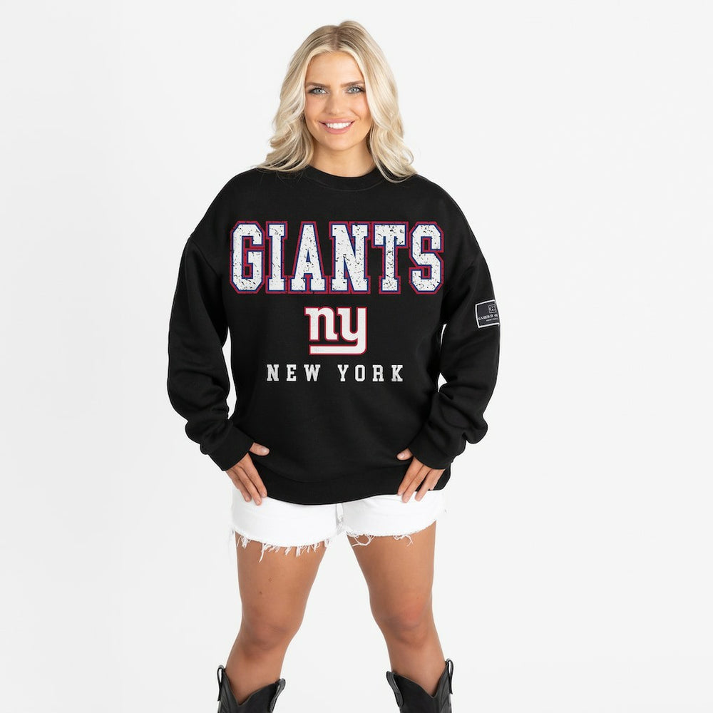 New York Giants Gameday Couture Women's Oversized Level Up Black Label Premium Fleece Sweatshirt