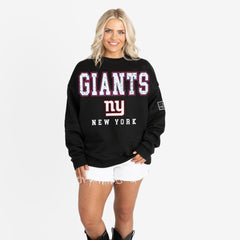 New York Giants Gameday Couture Women's Oversized Level Up Black Label Premium Fleece Sweatshirt