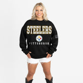 Pittsburgh Steelers Gameday Couture Women's Oversized Level Up Black Label Premium Fleece Sweatshirt