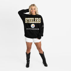 Pittsburgh Steelers Gameday Couture Women's Oversized Level Up Black Label Premium Fleece Sweatshirt