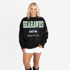 Seattle Seahawks Gameday Couture Women's Oversized Level Up Black Label Premium Fleece Sweatshirt