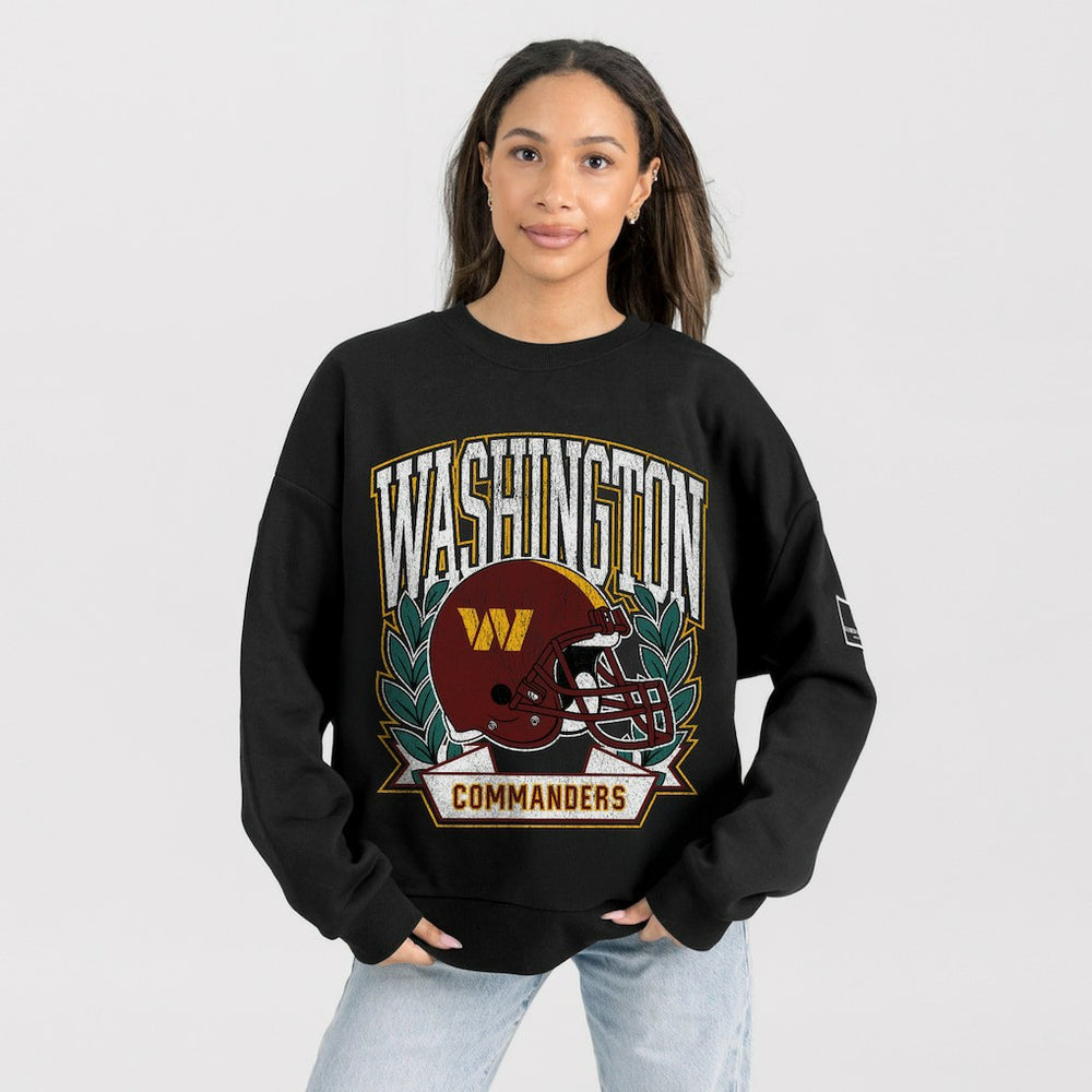 Washington Commanders Gameday Couture Women's Oversized Victory Lane Black Label Premium Fleece Sweatshirt