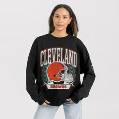 Cleveland Browns Gameday Couture Women's Oversized Victory Lane Black Label Premium Fleece Sweatshirt