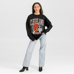 Cleveland Browns Gameday Couture Women's Oversized Victory Lane Black Label Premium Fleece Sweatshirt