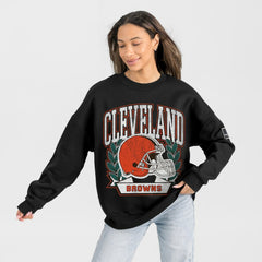 Cleveland Browns Gameday Couture Women's Oversized Victory Lane Black Label Premium Fleece Sweatshirt