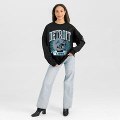 Detroit Lions Gameday Couture Women's Oversized Victory Lane Black Label Premium Fleece Sweatshirt