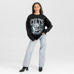 Indianapolis Colts Gameday Couture Women's Oversized Victory Lane Black Label Premium Fleece Sweatshirt