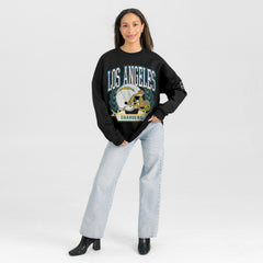 Los Angeles Chargers Gameday Couture Women's Oversized Victory Lane Black Label Premium Fleece Sweatshirt