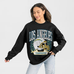 Los Angeles Chargers Gameday Couture Women's Oversized Victory Lane Black Label Premium Fleece Sweatshirt