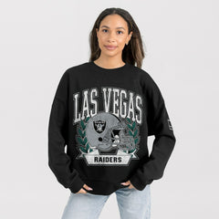 Las Vegas Raiders Gameday Couture Women's Oversized Victory Lane Black Label Premium Fleece Sweatshirt