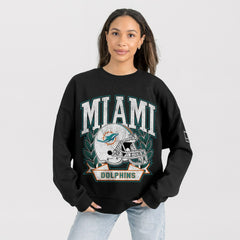 Miami Dolphins Gameday Couture Women's Oversized Victory Lane Black Label Premium Fleece Sweatshirt