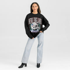New England Patriots Gameday Couture Women's Oversized Victory Lane Black Label Premium Fleece Sweatshirt
