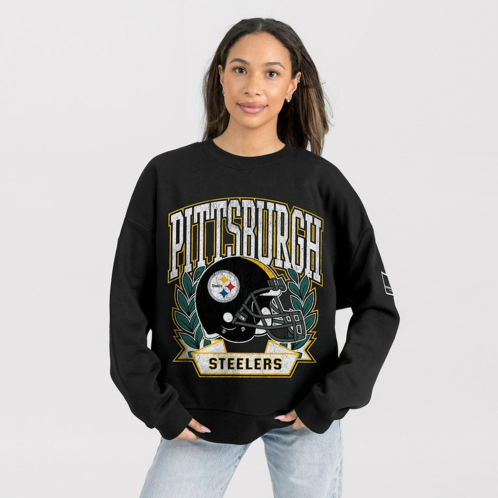 Pittsburgh Steelers Gameday Couture Women's Oversized Victory Lane Black Label Premium Fleece Sweatshirt
