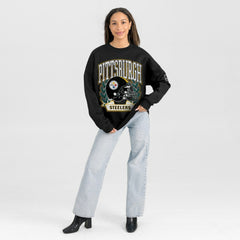 Pittsburgh Steelers Gameday Couture Women's Oversized Victory Lane Black Label Premium Fleece Sweatshirt