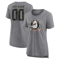 Anaheim Ducks Women's Heritage Custom Tri-Blend T-Shirt On Sale