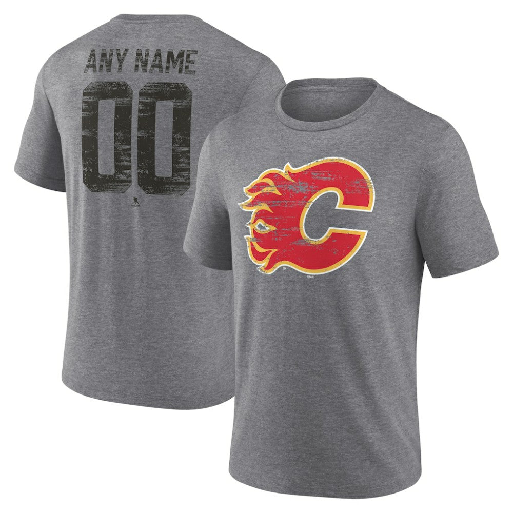 Calgary Flames Heritage Custom Tri-Blend T-Shirt For Sale