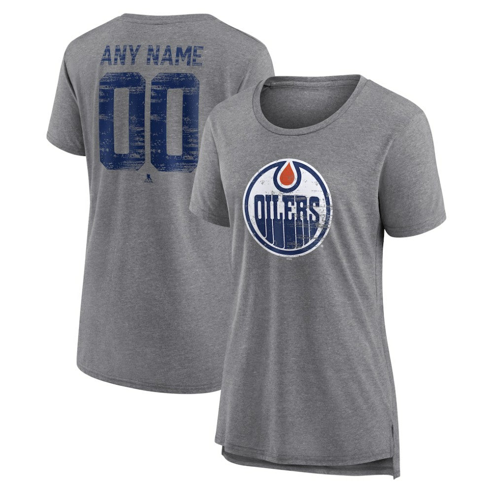 Edmonton Oilers Women's Heritage Custom Tri-Blend T-Shirt Online