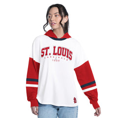 St. Louis Cardinals G-III 4Her by Carl Banks Women's Key Player Oversized Hooded Long Sleeve T-Shirt | MLB US