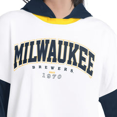 Milwaukee Brewers G-III 4Her by Carl Banks Women's Key Player Oversized Hooded Long Sleeve T-Shirt | MLB Discount