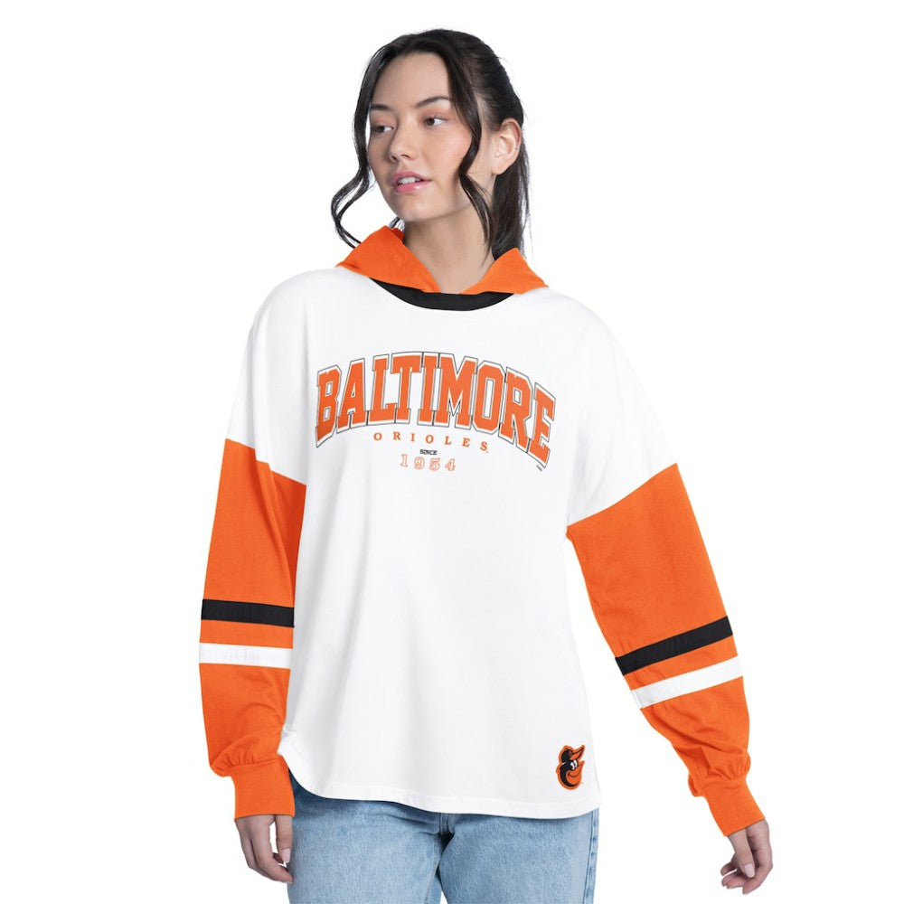 Baltimore Orioles G-III 4Her by Carl Banks Women's Key Player Oversized Hooded Long Sleeve T-Shirt | MLB For sale
