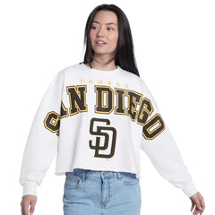 San Diego Padres G-III 4Her by Carl Banks Women's Bleachers Cropped Pullover Sweatshirt | MLB Discount