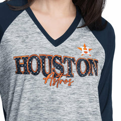 Houston Astros G-III 4Her by Carl Banks Women's Speed Training 3/4-Sleeve Rhinestone V-Neck T-Shirt | MLB On Sale