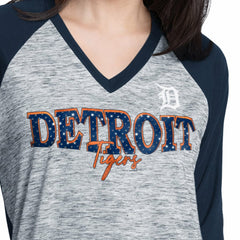 Detroit Tigers G-III 4Her by Carl Banks Women's Speed Training 3/4-Sleeve Rhinestone V-Neck T-Shirt | MLB Discount