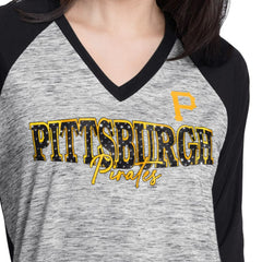 Pittsburgh Pirates G-III 4Her by Carl Banks Women's Speed Training 3/4-Sleeve Rhinestone V-Neck T-Shirt | MLB US