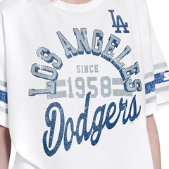 Los Angeles Dodgers Starter Women's Cropped Hurry Up Offense T-Shirt | MLB Outlet