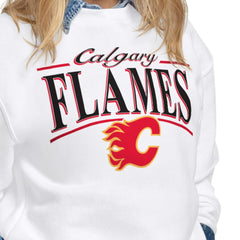 Calgary Flames Starter Women's Arch Stripe Fleece Sweatshirt For Sale