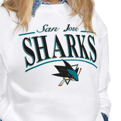 San Jose Sharks Starter Women's Arch Stripe Fleece Sweatshirt Online
