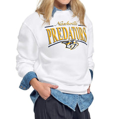 Nashville Predators Starter Women's Arch Stripe Fleece Sweatshirt On Sale
