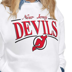 New Jersey Devils Starter Women's Arch Stripe Fleece Sweatshirt Outlet