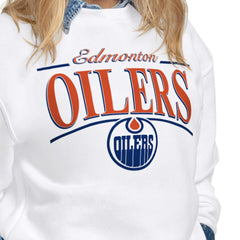 Edmonton Oilers Starter Women's Arch Stripe Fleece Sweatshirt For Sale