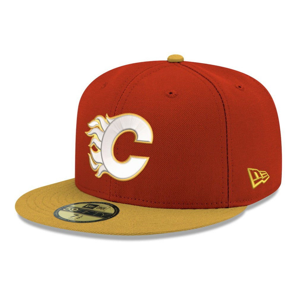 Calgary Flames New Era Core Logo Two-Tone 59FIFTY Fitted Hat For Sale