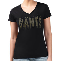 San Francisco Giants G-III 4Her by Carl Banks Women's Metallic Drop Lightweight V-Neck T-Shirt | MLB Shop
