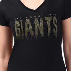San Francisco Giants G-III 4Her by Carl Banks Women's Metallic Drop Lightweight V-Neck T-Shirt | MLB Shop