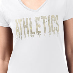 Athletics G-III 4Her by Carl Banks Women's Metallic Drop Lightweight V-Neck T-Shirt | MLB US