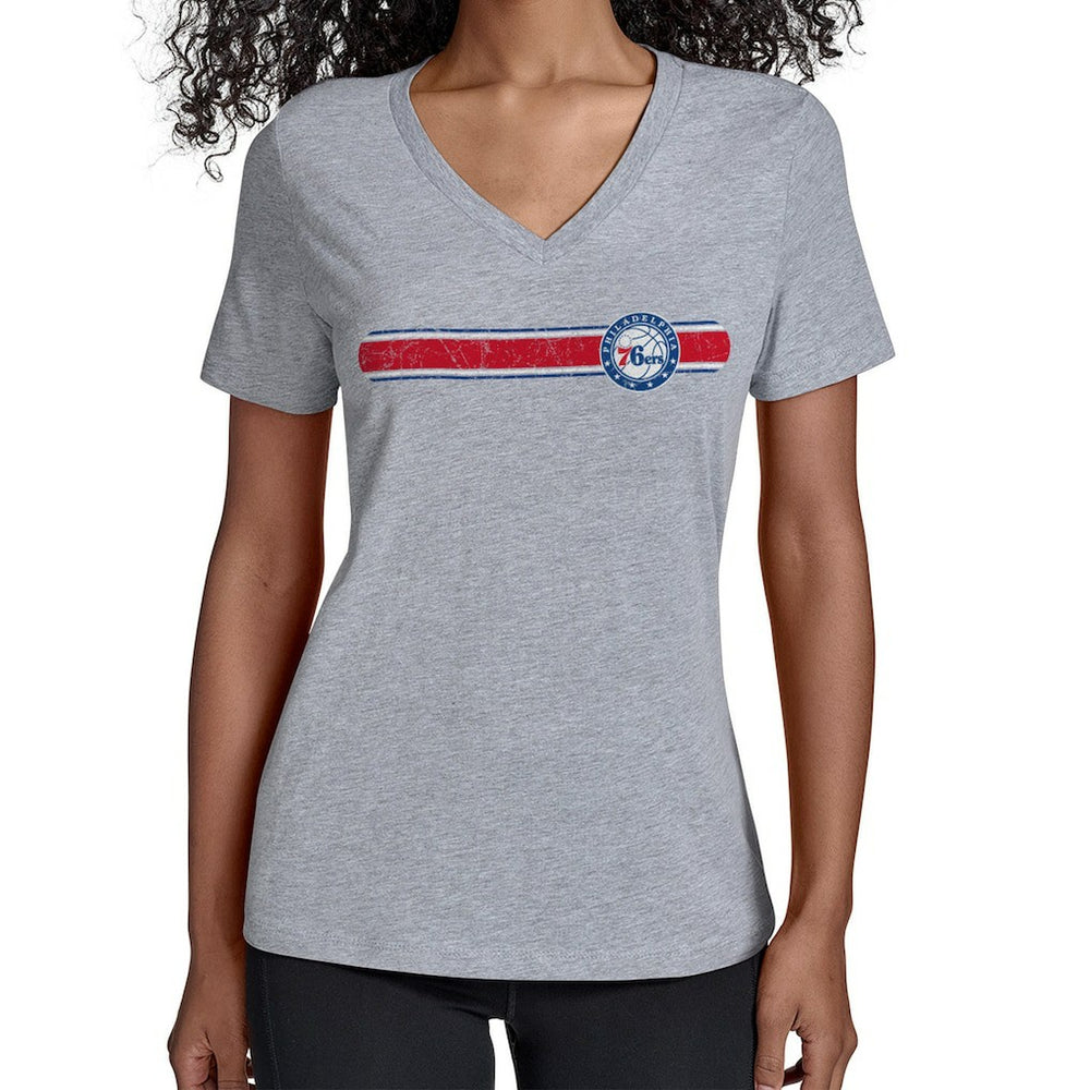 Philadelphia 76ers Starter Women's Team Stripe V-Neck T-Shirt On Sale