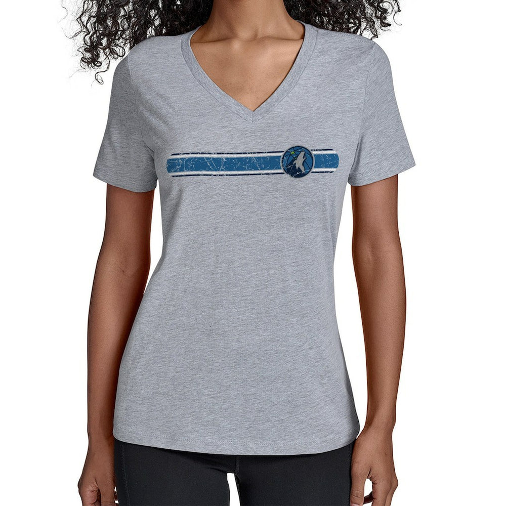 Minnesota Timberwolves Starter Women's Team Stripe V-Neck T-Shirt On Sale